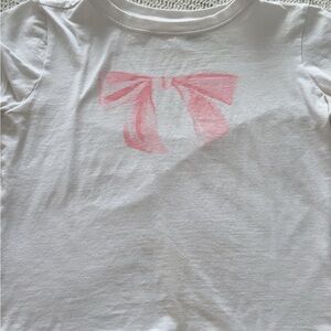 Motel Rocks White Crop Top with Pink Bow